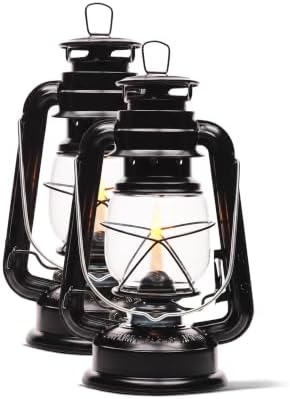 Farmer's Oil Lantern, Black Metal, 2-Pack